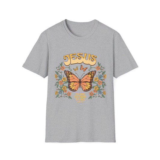 Jesus Butterfly T-Shirt — "Jesus: The Way The Truth The Life" Floral Christian Tee