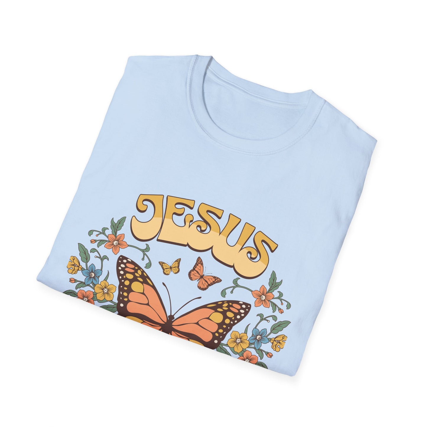 Jesus Butterfly T-Shirt — "Jesus: The Way The Truth The Life" Floral Christian Tee