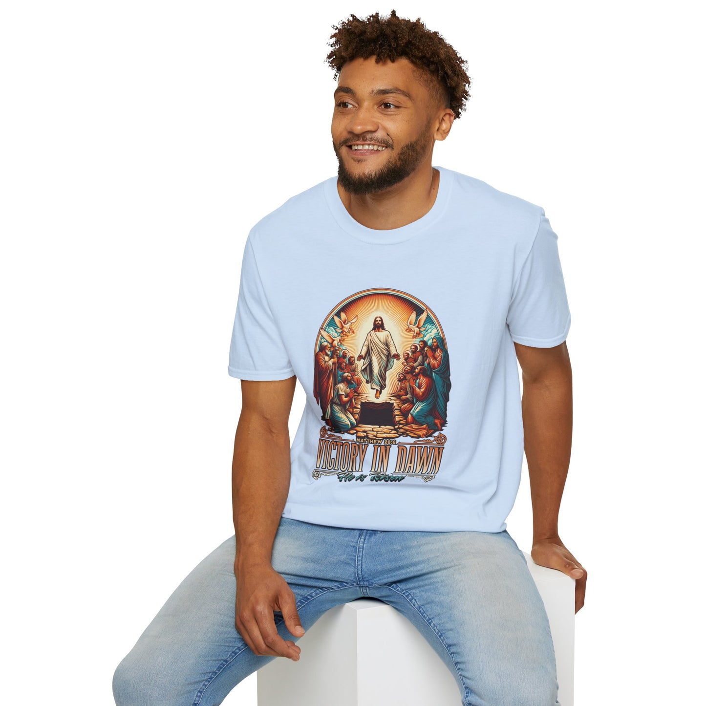 He Is Risen Matthew 28:6 T-Shirt — Easter Christian Faith Tee
