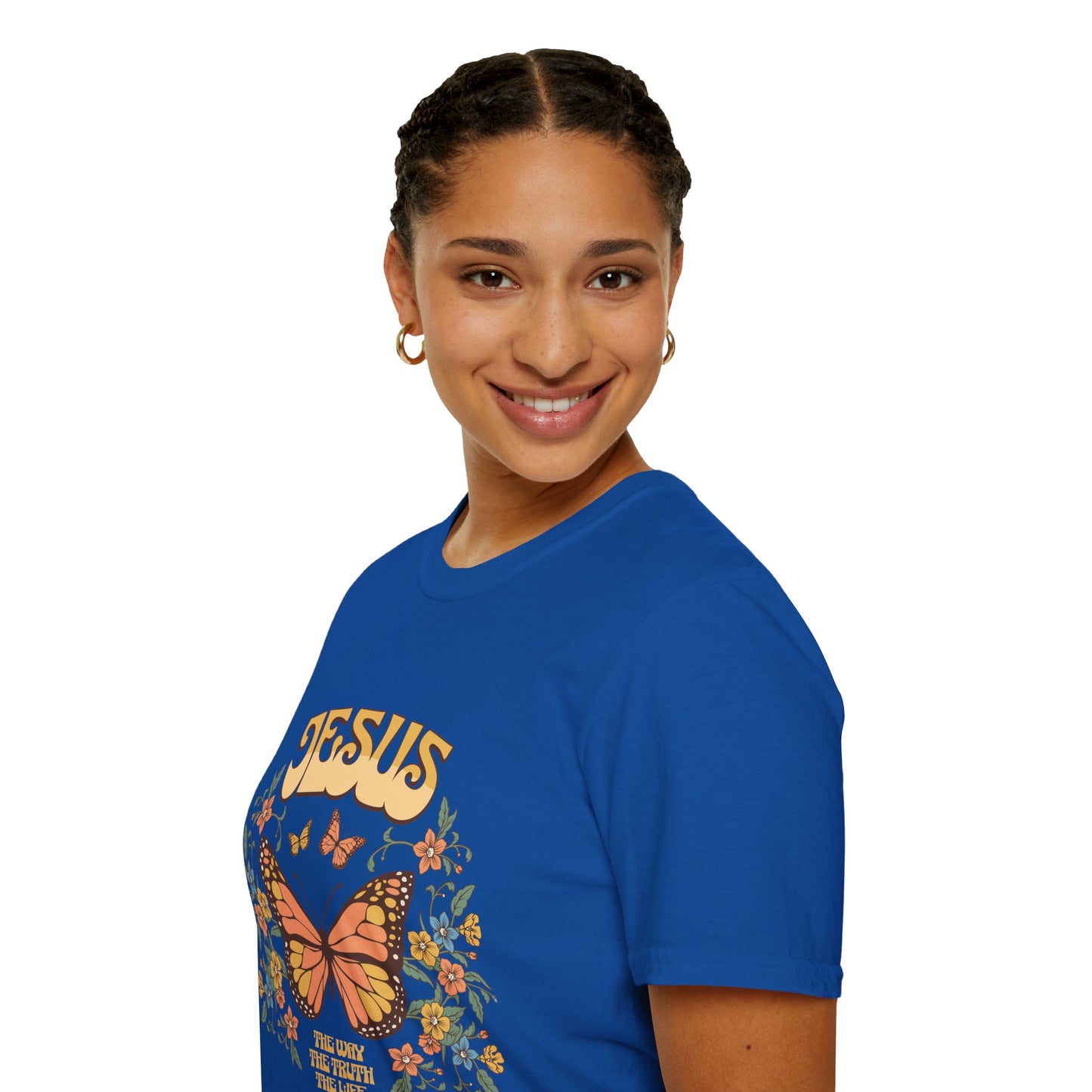Jesus Butterfly T-Shirt — "Jesus: The Way The Truth The Life" Floral Christian Tee