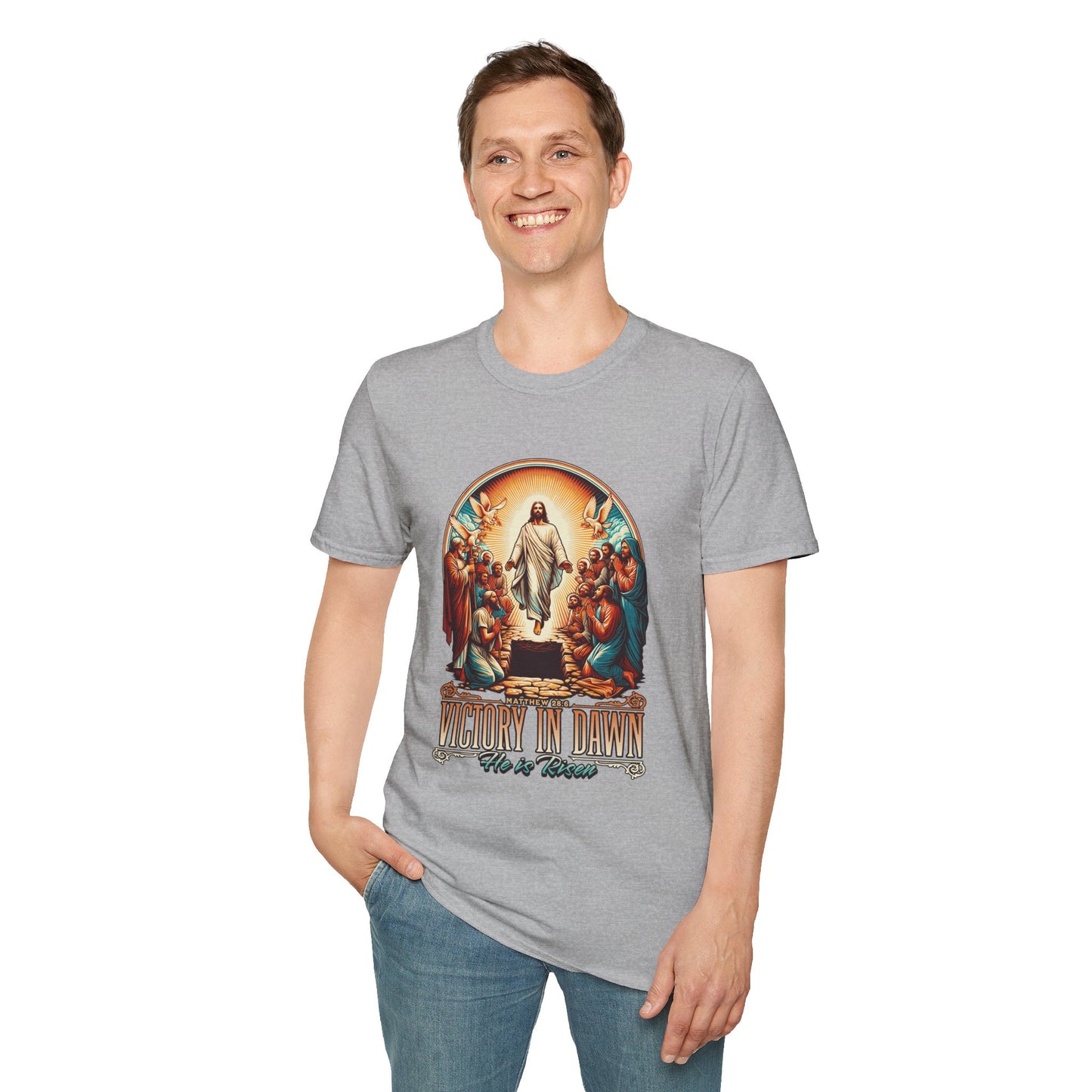 He Is Risen Matthew 28:6 T-Shirt — Easter Christian Faith Tee