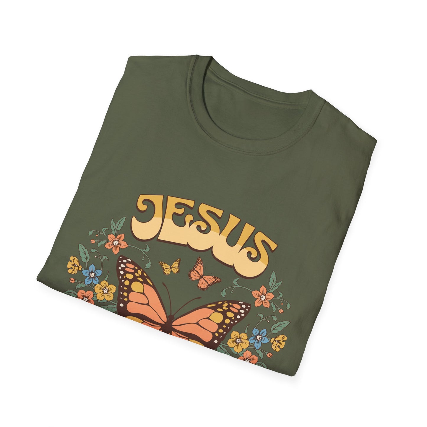 Jesus Butterfly T-Shirt — "Jesus: The Way The Truth The Life" Floral Christian Tee