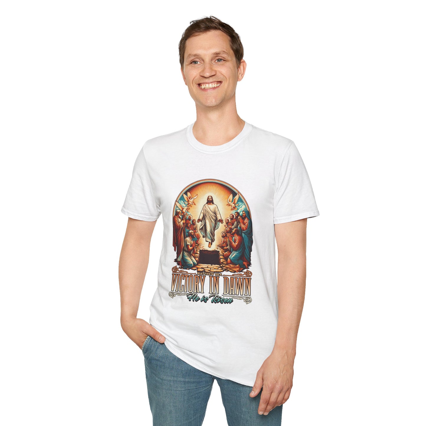 He Is Risen Matthew 28:6 T-Shirt — Easter Christian Faith Tee