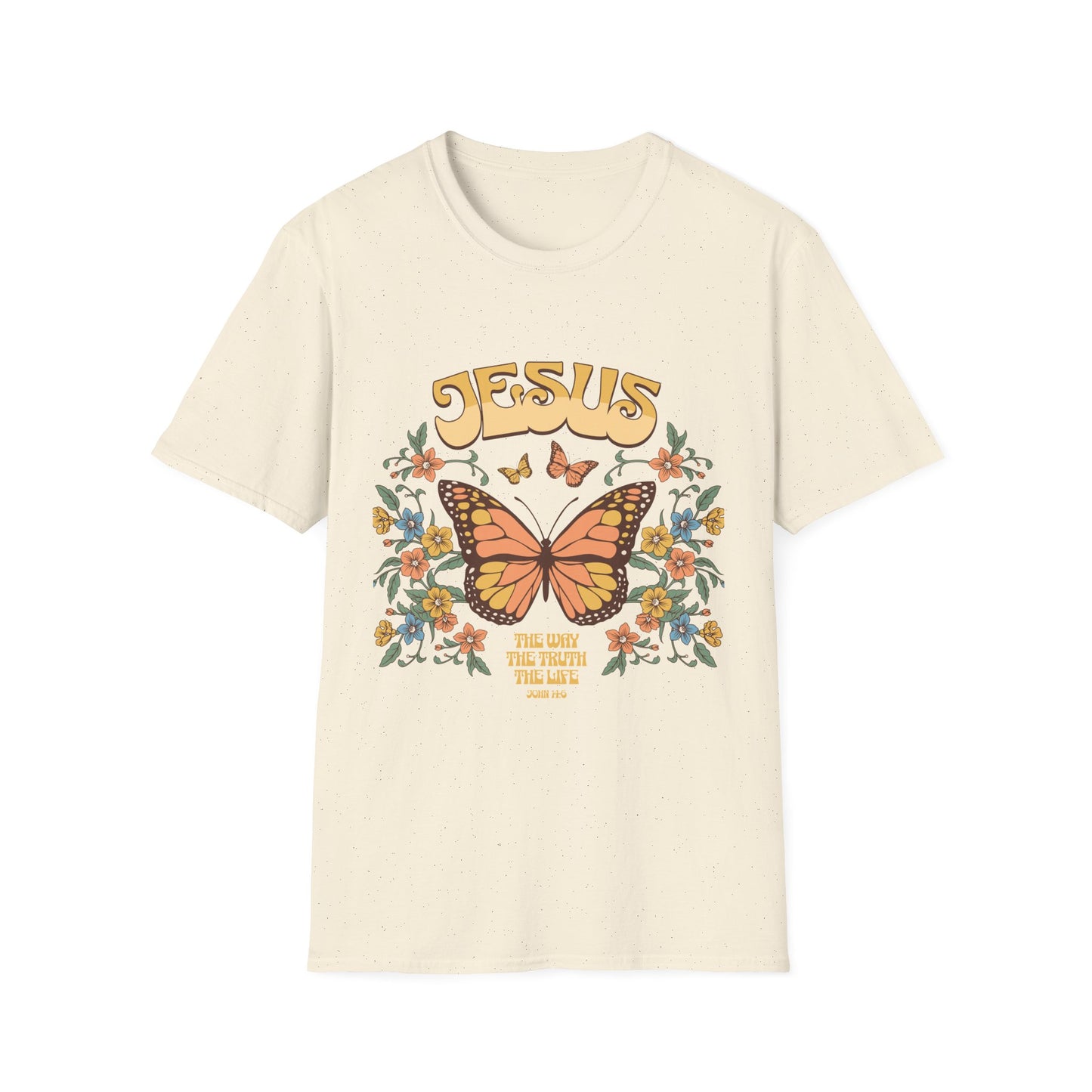 Jesus Butterfly T-Shirt — "Jesus: The Way The Truth The Life" Floral Christian Tee