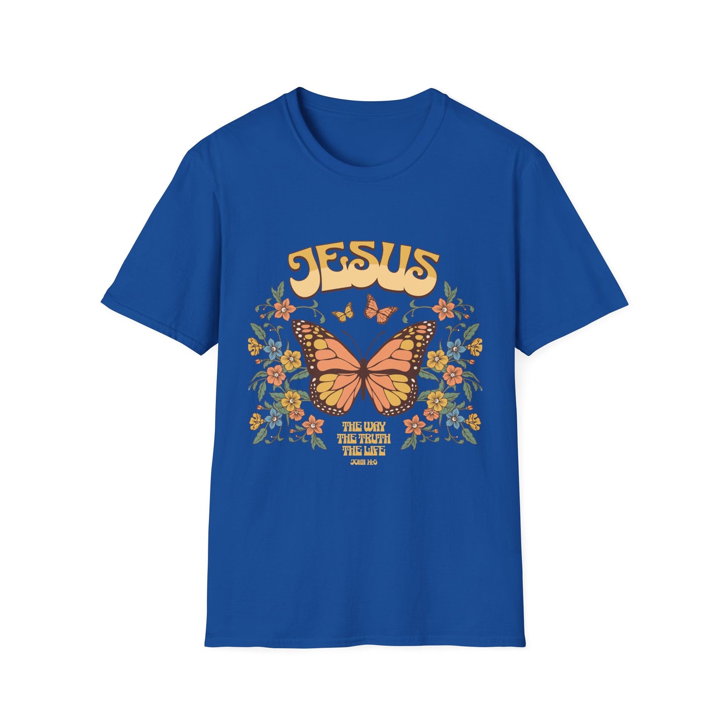 Jesus Butterfly T-Shirt — "Jesus: The Way The Truth The Life" Floral Christian Tee