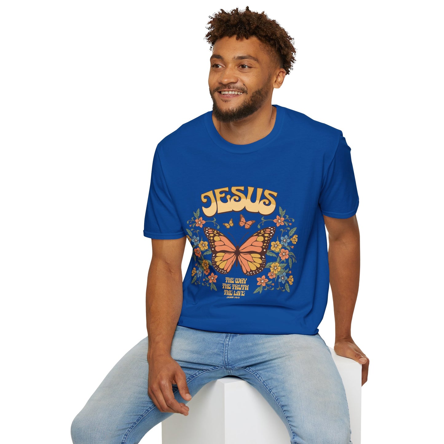 Jesus Butterfly T-Shirt — "Jesus: The Way The Truth The Life" Floral Christian Tee