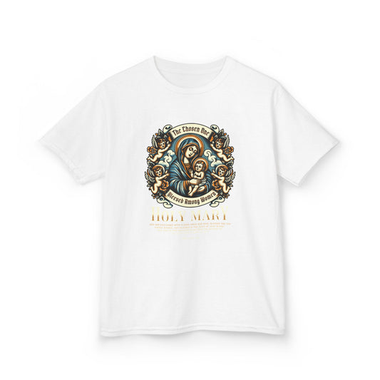 Holy Mary Kids T-Shirt — Religious Children's Tee for Church, Baptism & Sunday School