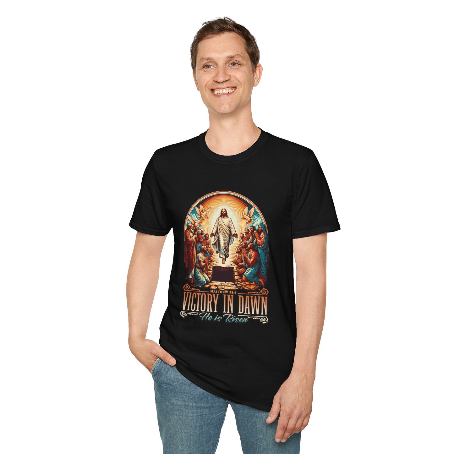 He Is Risen Matthew 28:6 T-Shirt — Easter Christian Faith Tee