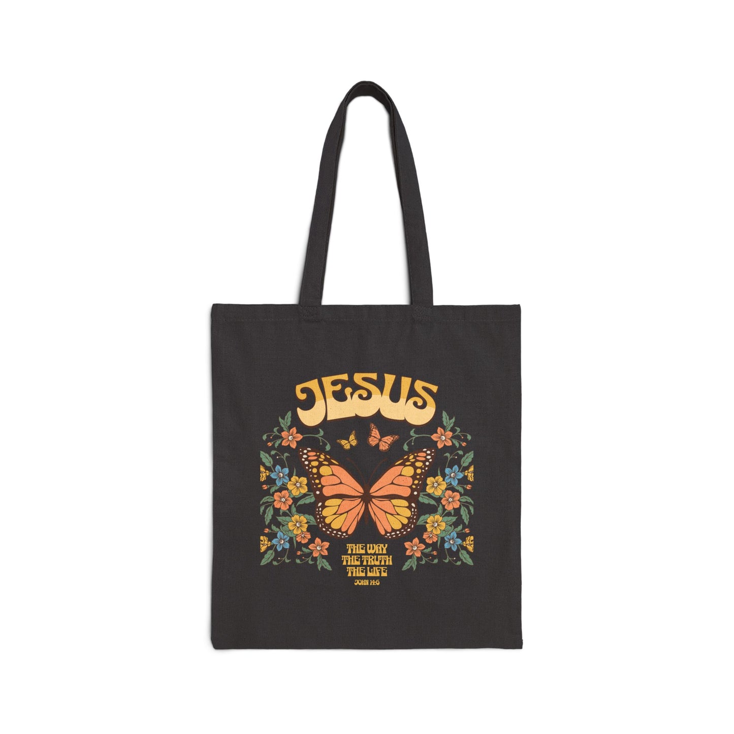 Jesus Butterfly Canvas Tote — Faith Floral Eco Grocery Bag