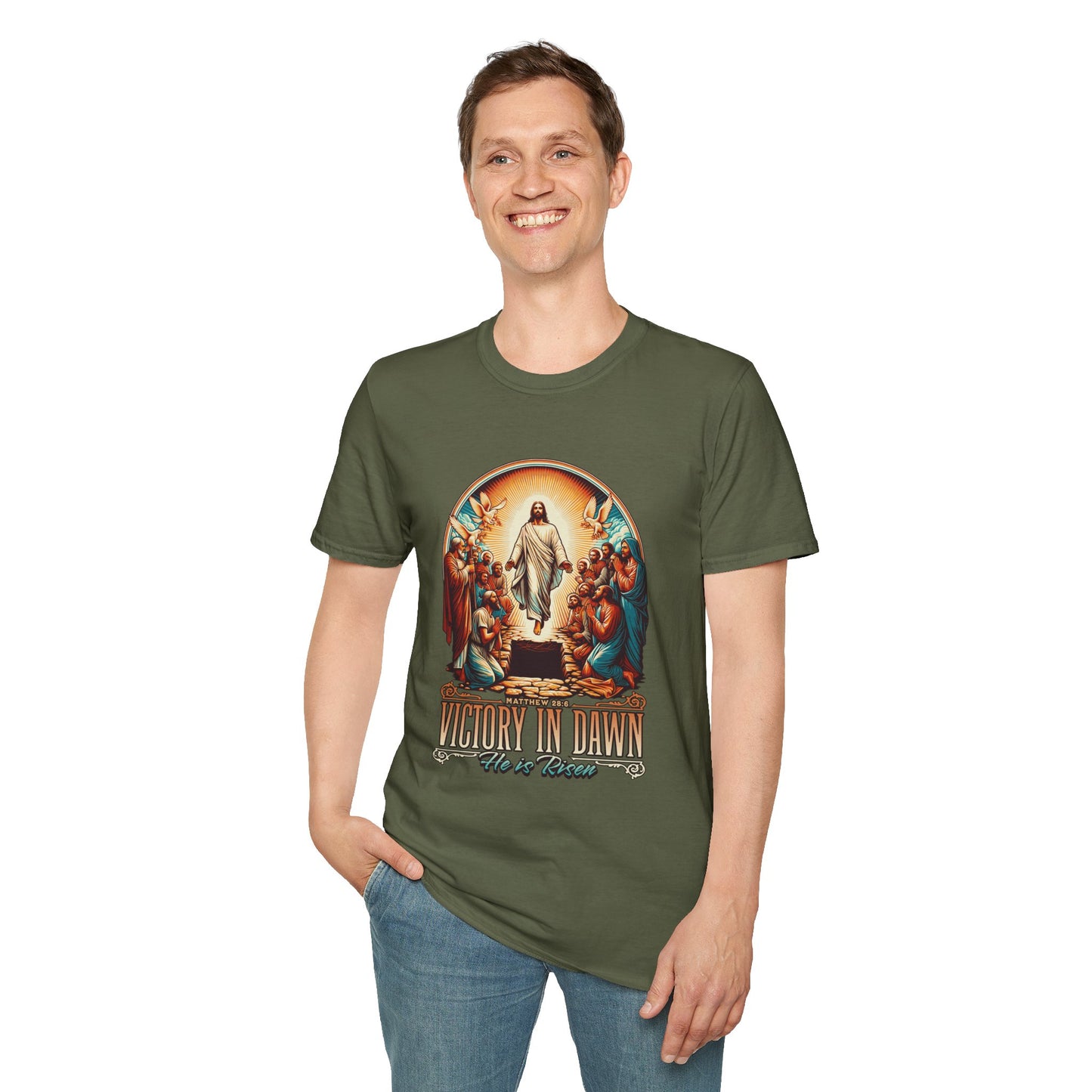 He Is Risen Matthew 28:6 T-Shirt — Easter Christian Faith Tee