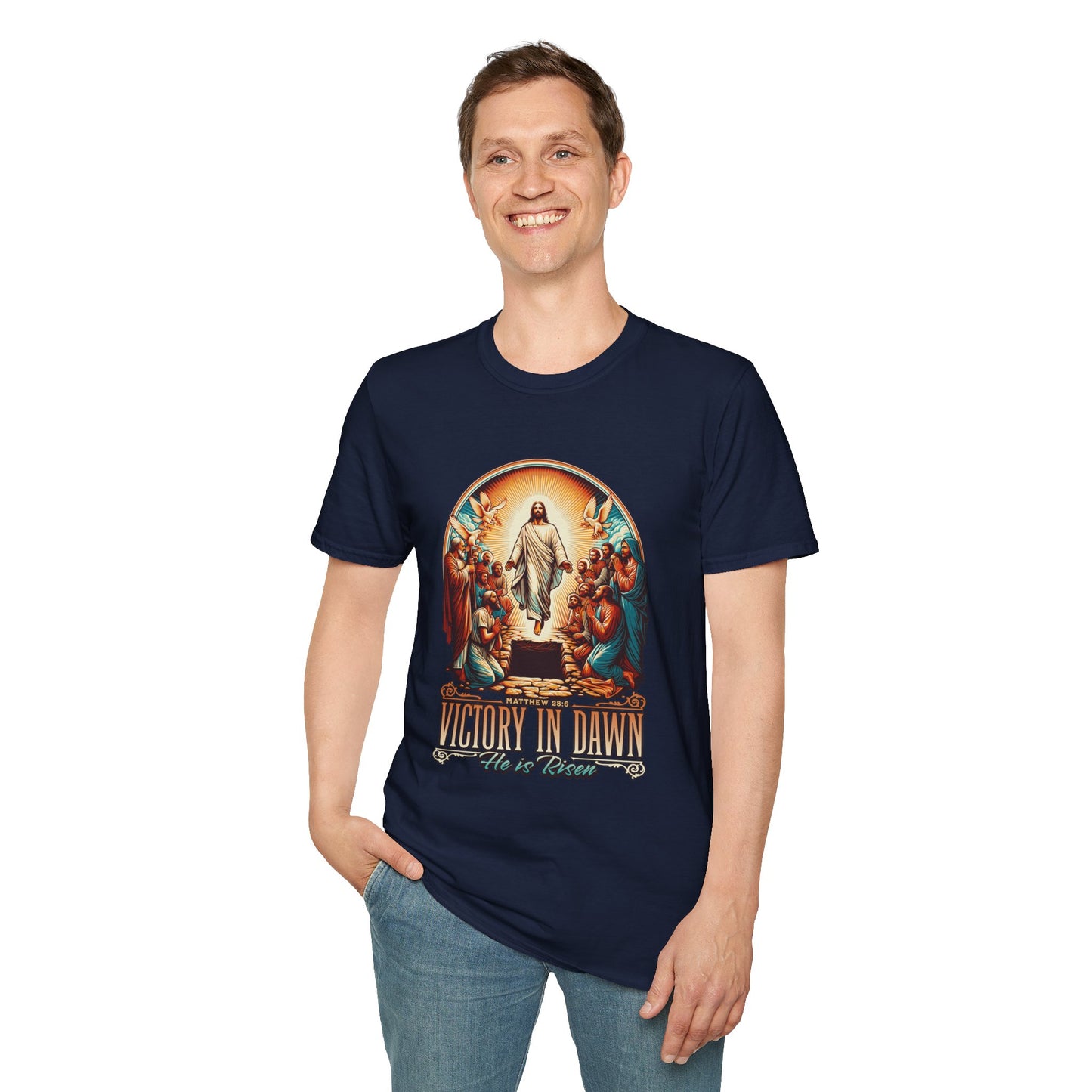 He Is Risen Matthew 28:6 T-Shirt — Easter Christian Faith Tee