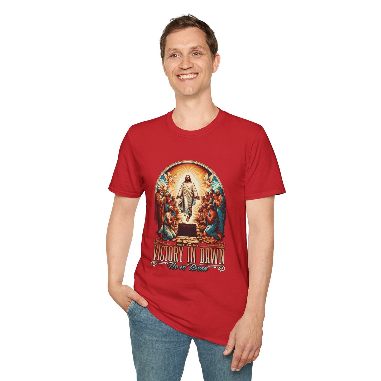 He Is Risen Matthew 28:6 T-Shirt — Easter Christian Faith Tee