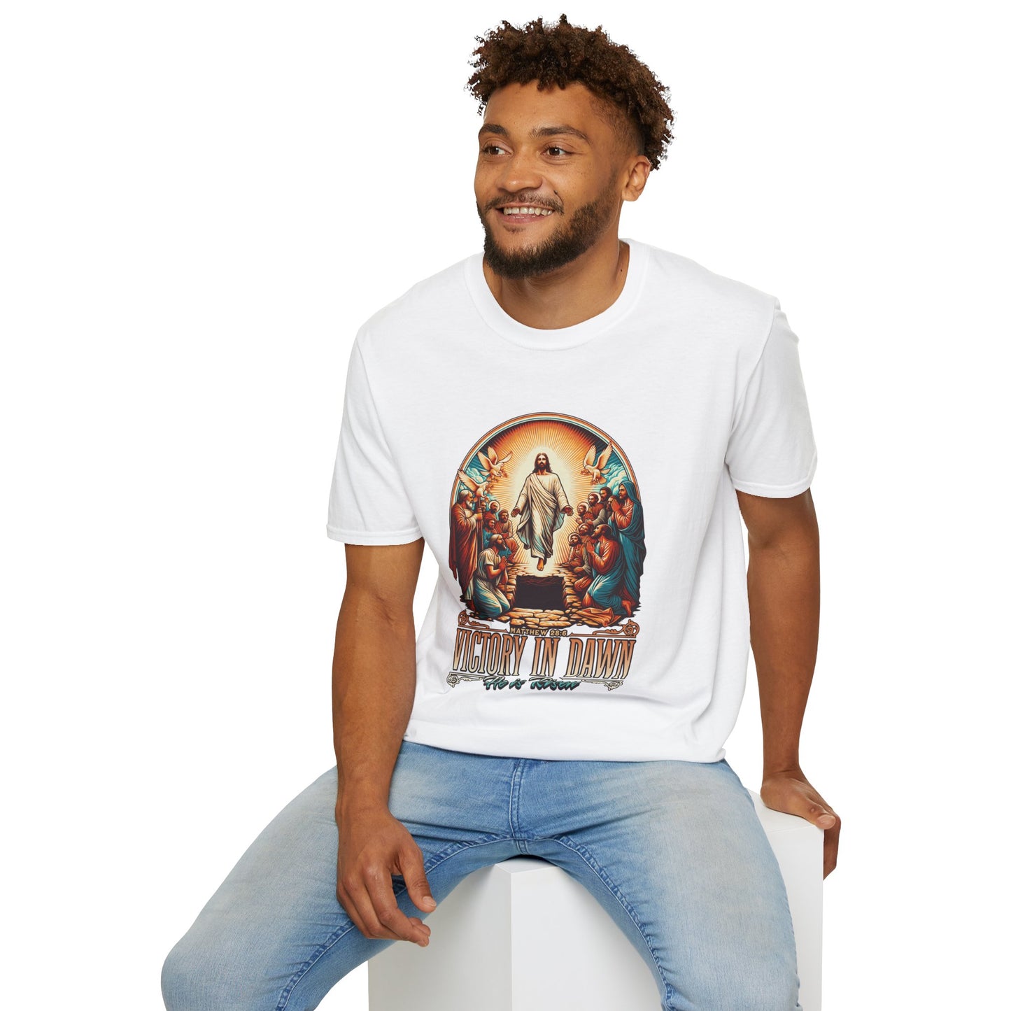He Is Risen Matthew 28:6 T-Shirt — Easter Christian Faith Tee