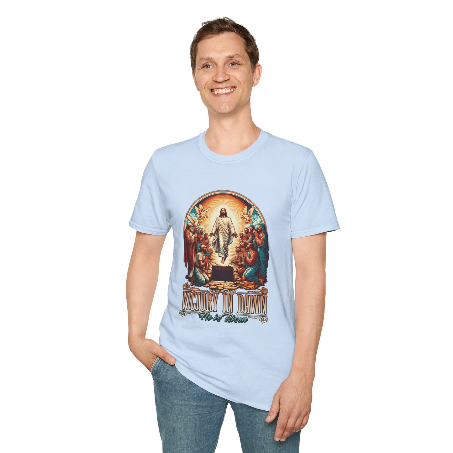 He Is Risen Matthew 28:6 T-Shirt — Easter Christian Faith Tee